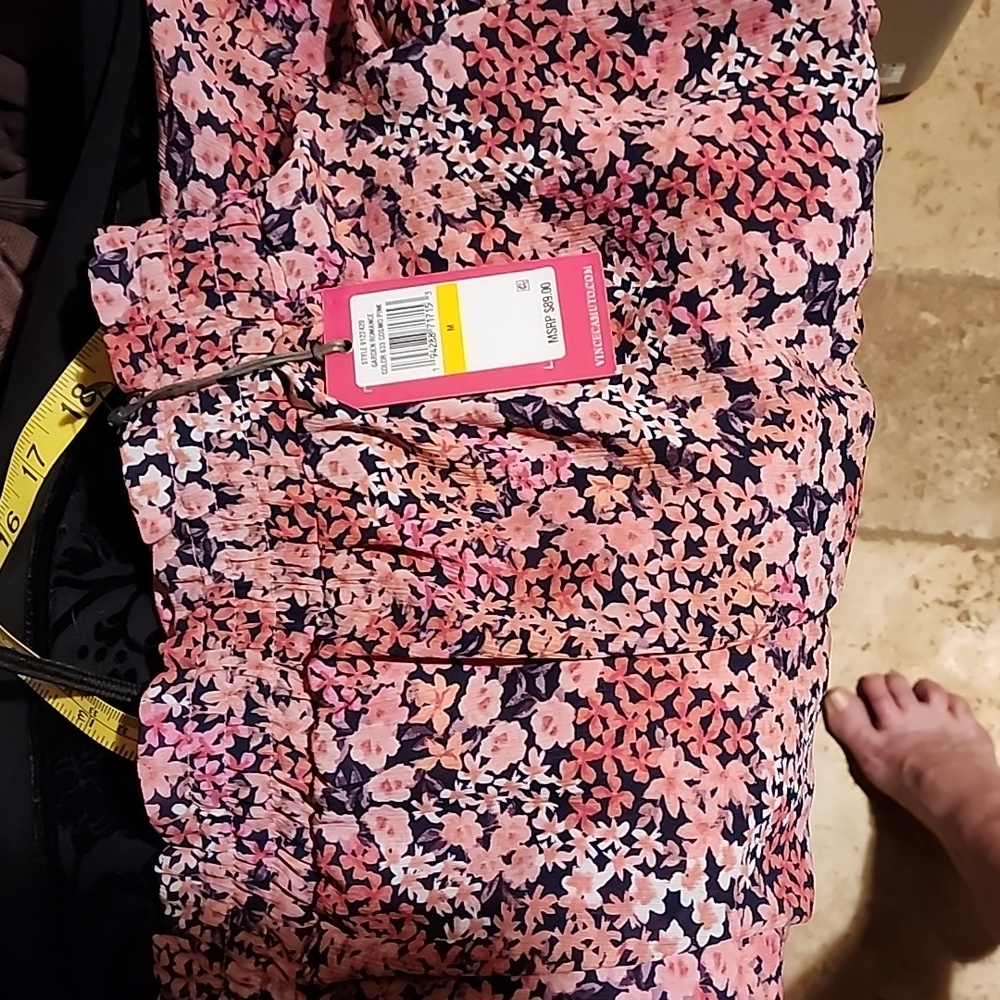 Vince Camuto flora print tiered lined skirt